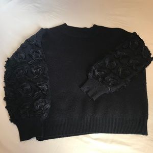 Black Sweater with floral sleeves